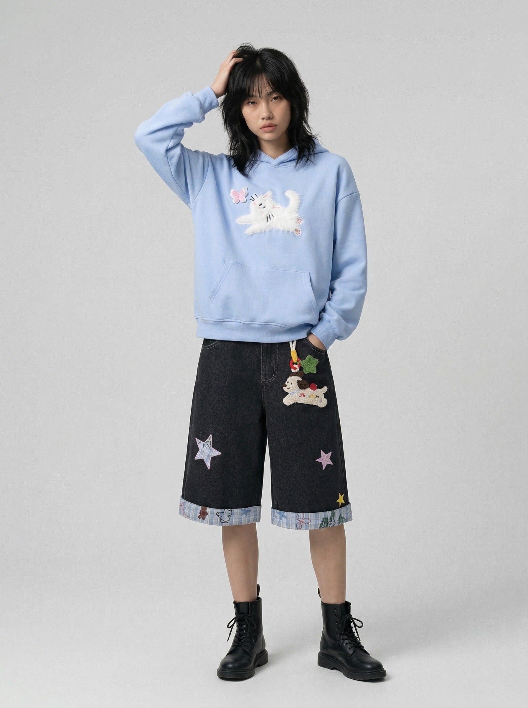 Be Nola Embroidered Denim Jort
