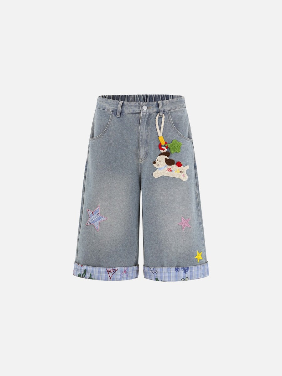 Be Nola Embroidered Denim Jort