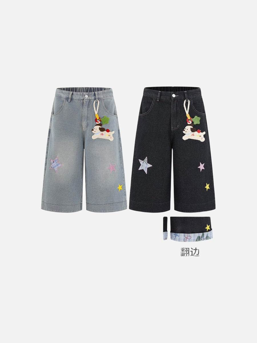 Be Nola Embroidered Denim Jort