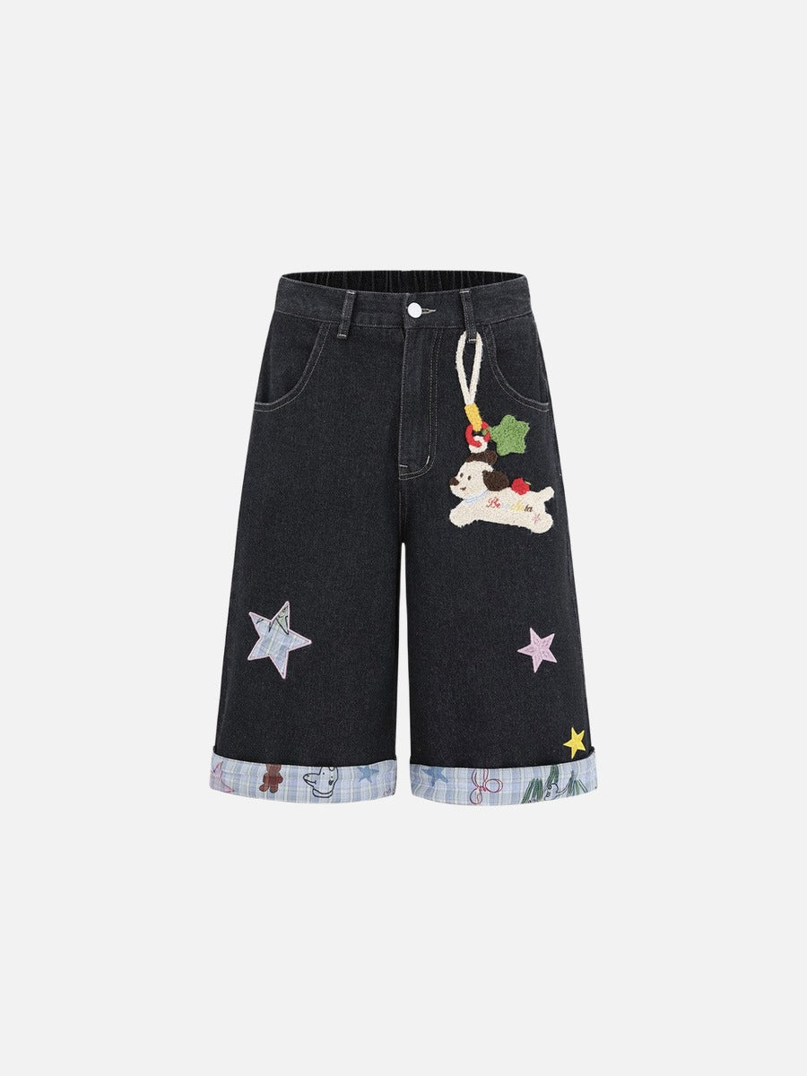 Be Nola Embroidered Denim Jort
