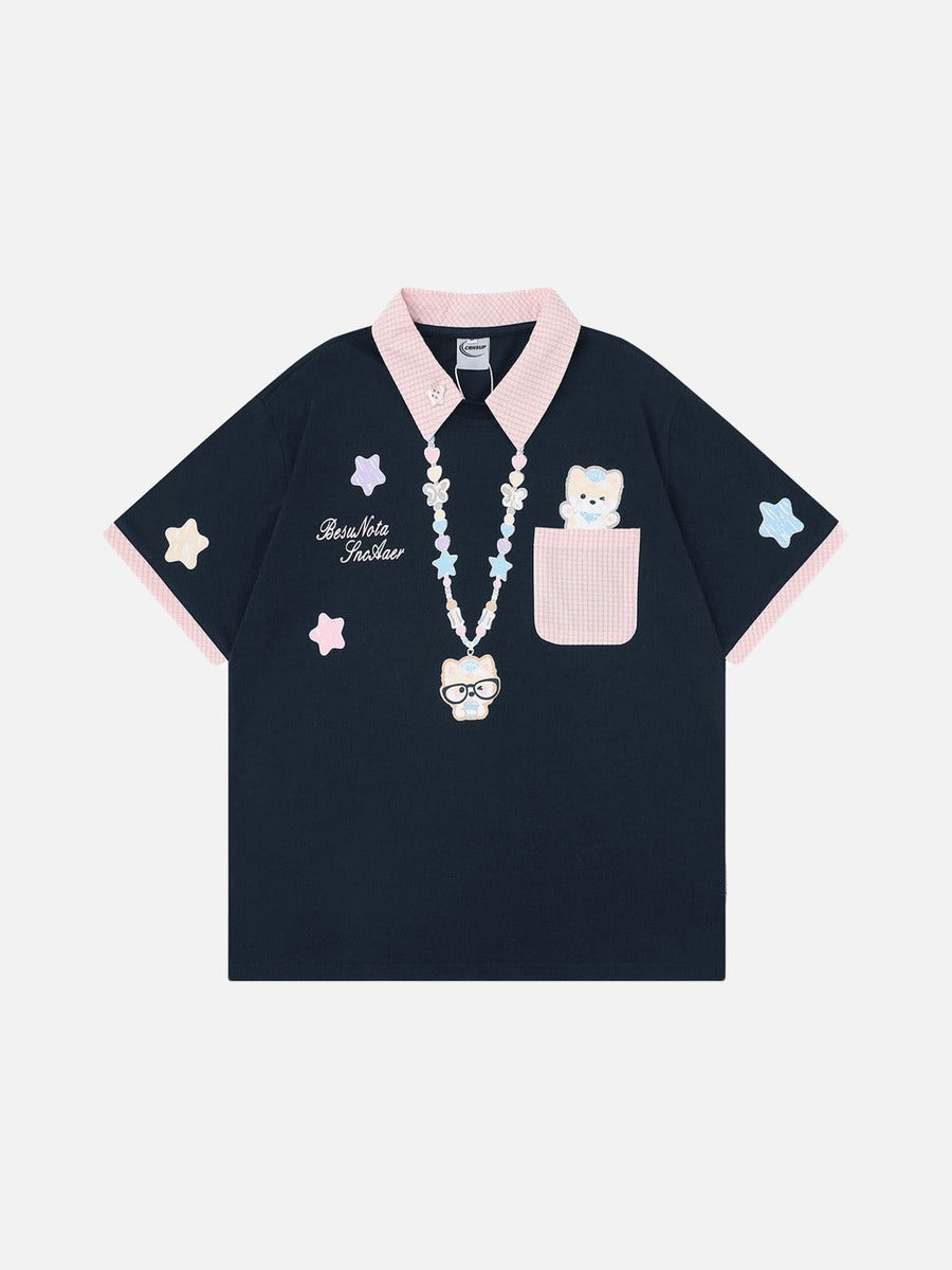 Polo de Oso de Dibujos Animados - Manga Corta