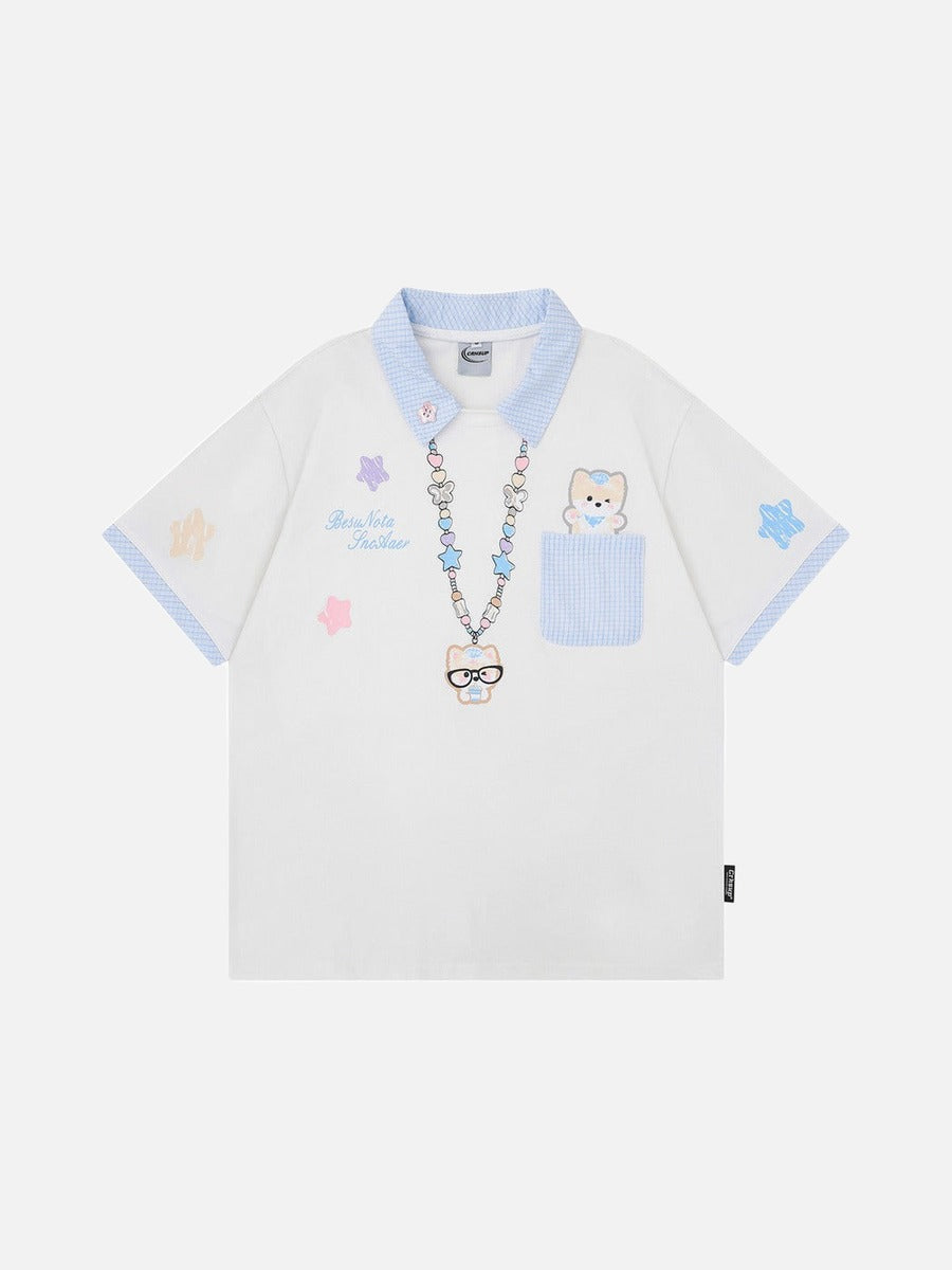 Polo de Oso de Dibujos Animados - Manga Corta