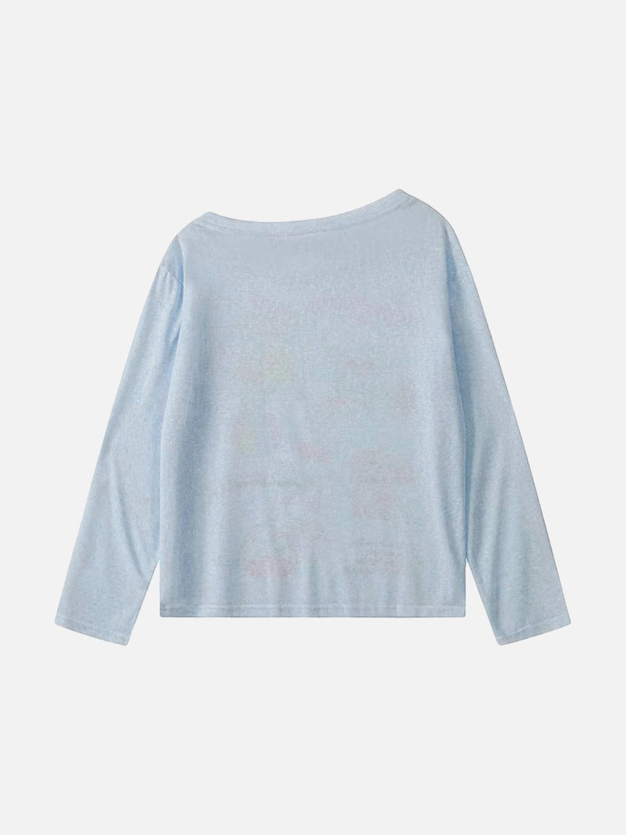 Camiseta de manga larga con gráfico de perro de dibujos animados