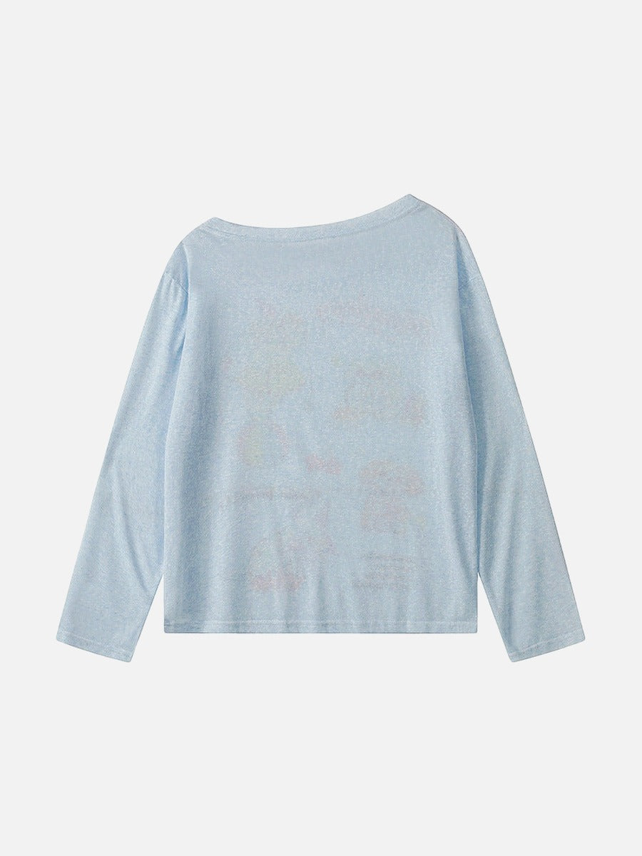 Camiseta de manga larga con gráfico de perro de dibujos animados