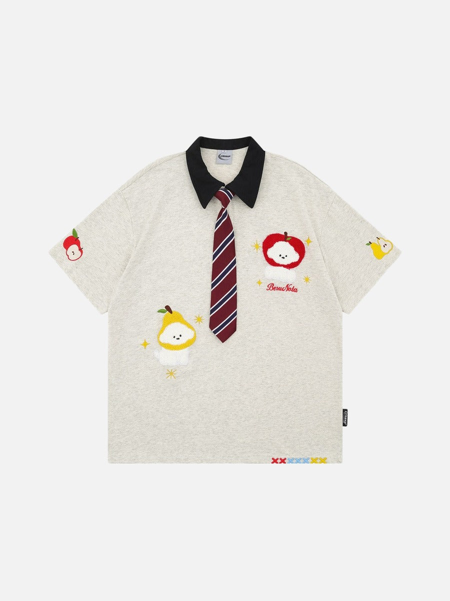 Polo bordado con motivos de dibujos animados - Ajuste holgado