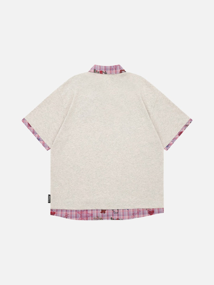 Polo de manga corta con estampado gráfico y efecto superpuesto