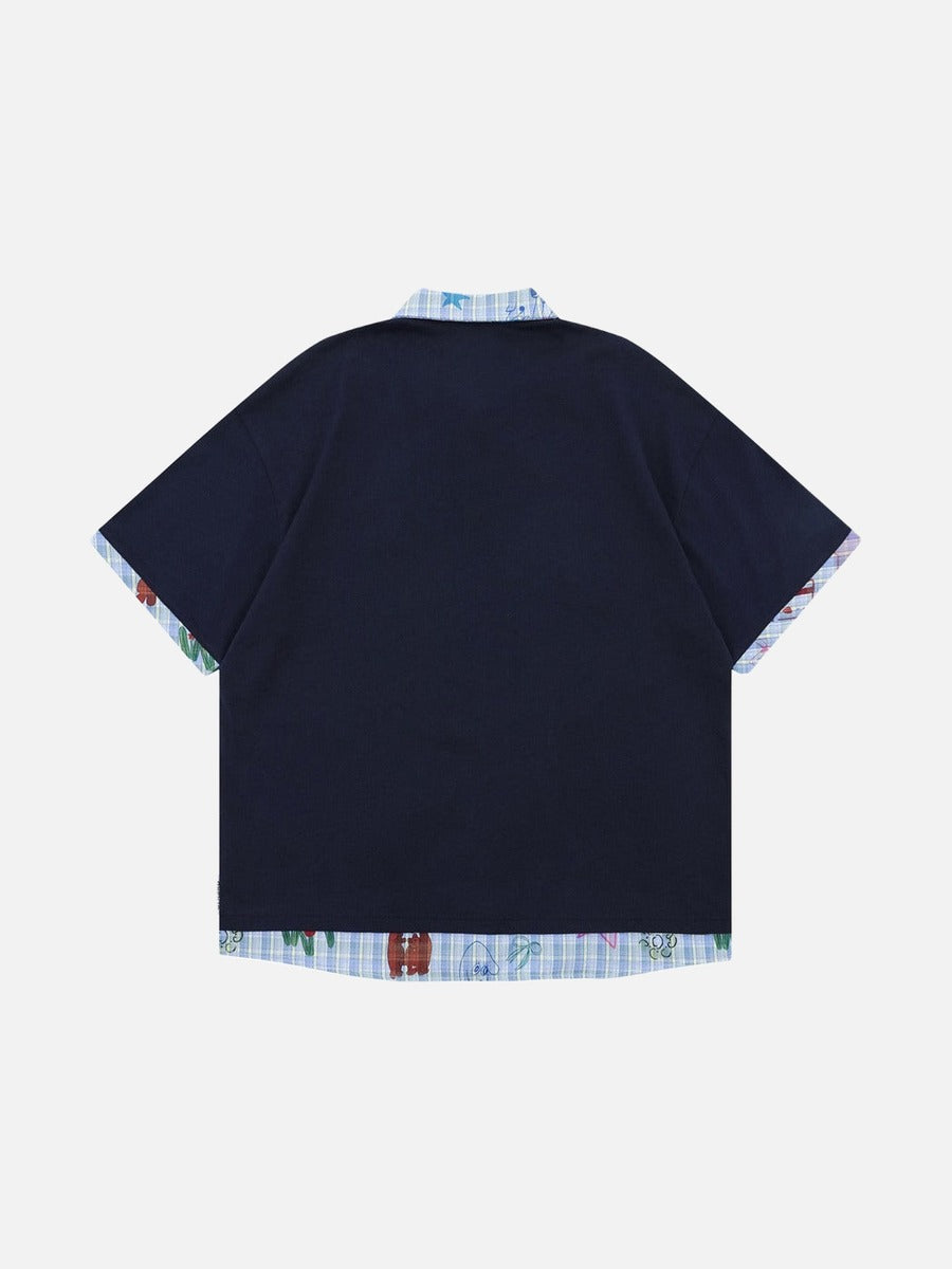Polo de manga corta con estampado gráfico y efecto superpuesto
