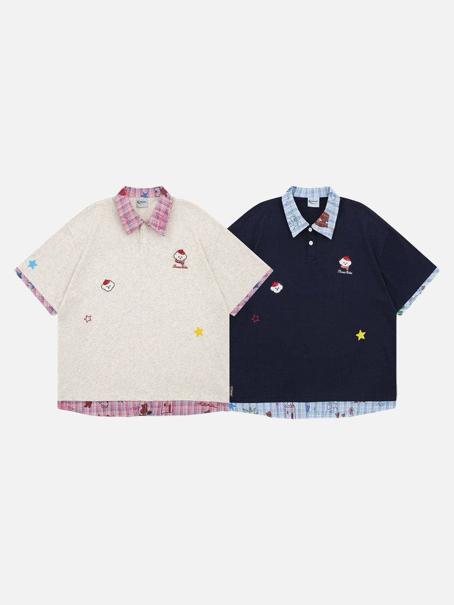 Polo de manga corta con estampado gráfico y efecto superpuesto