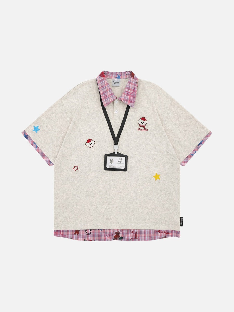 Polo de manga corta con estampado gráfico y efecto superpuesto