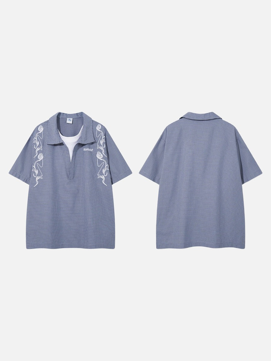 Camisa con cuello de pico bordada Chill