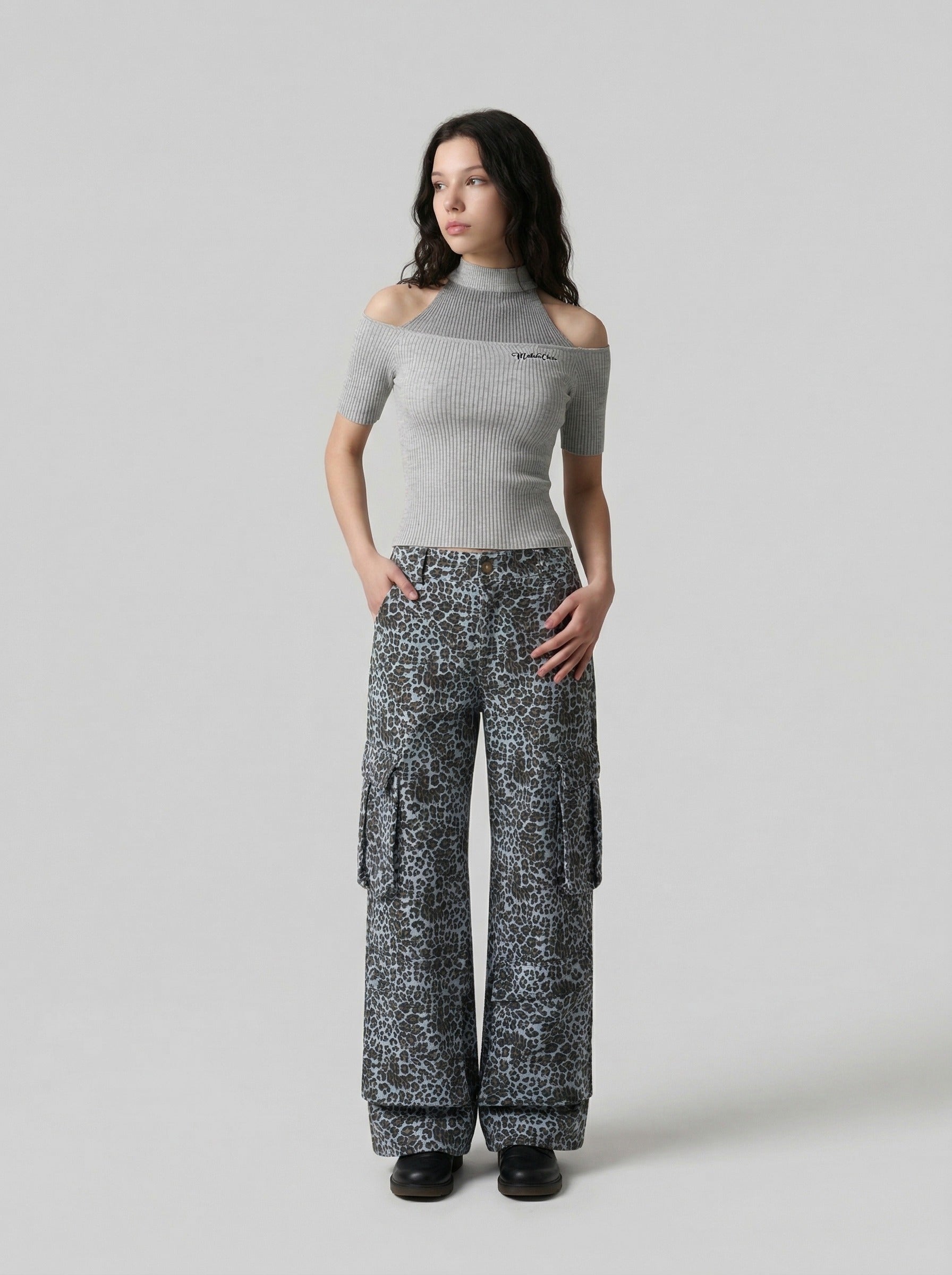 Cold-Shoulder Slim-Fit Knit Top