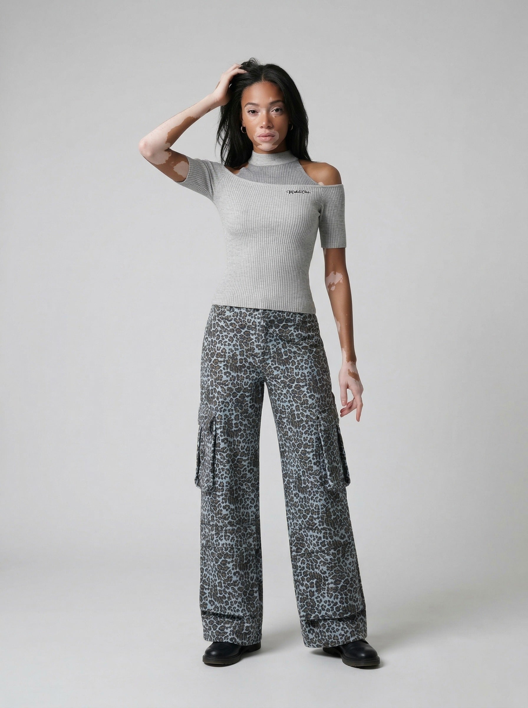 Cold-Shoulder Slim-Fit Knit Top