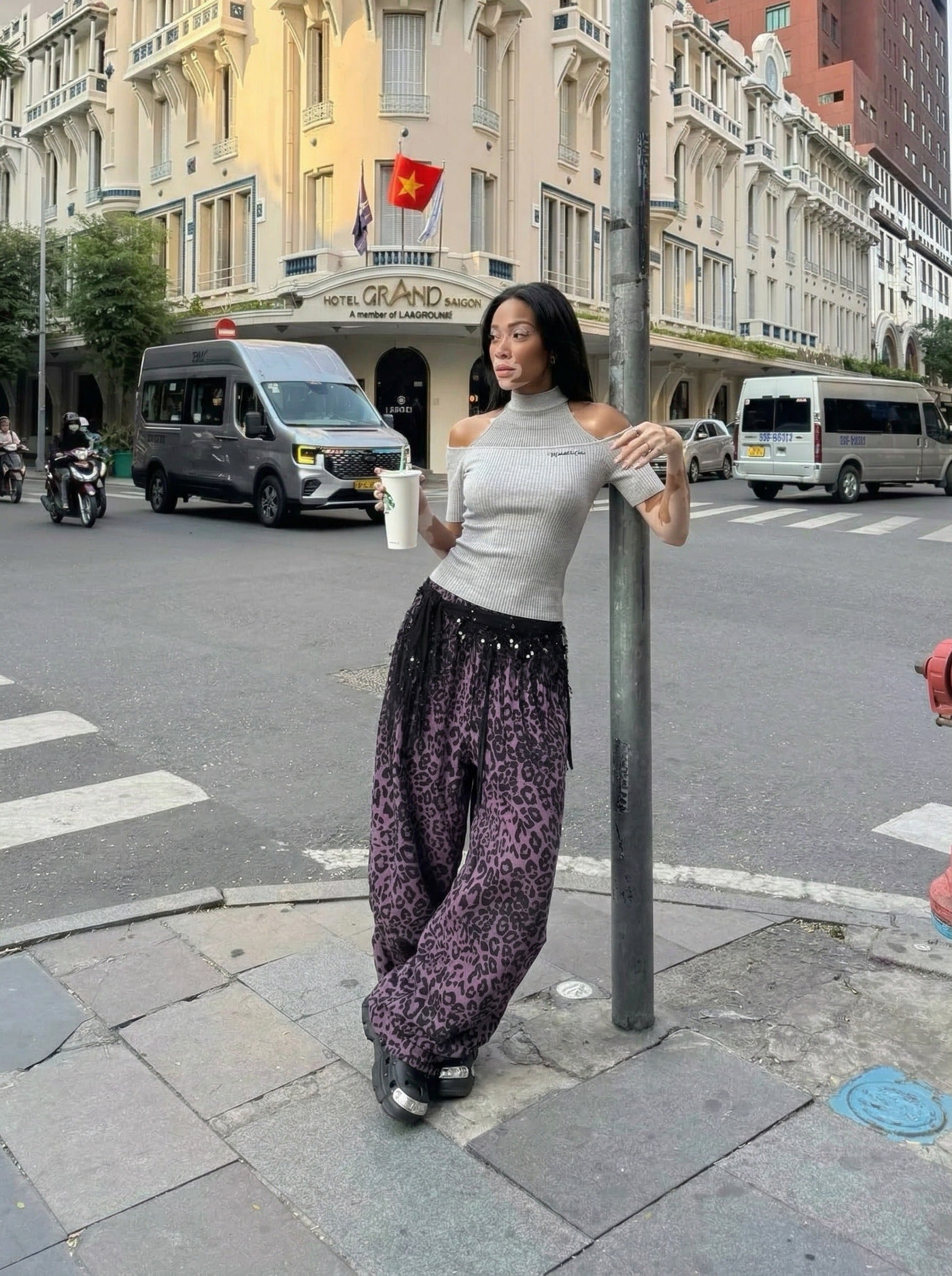 Cold-Shoulder Slim-Fit Knit Top