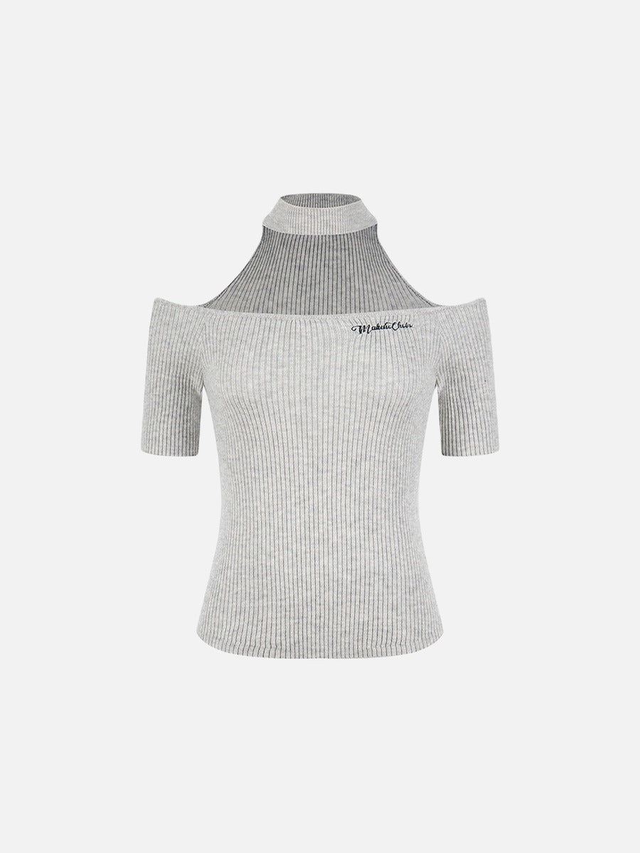 Cold-Shoulder Slim-Fit Knit Top