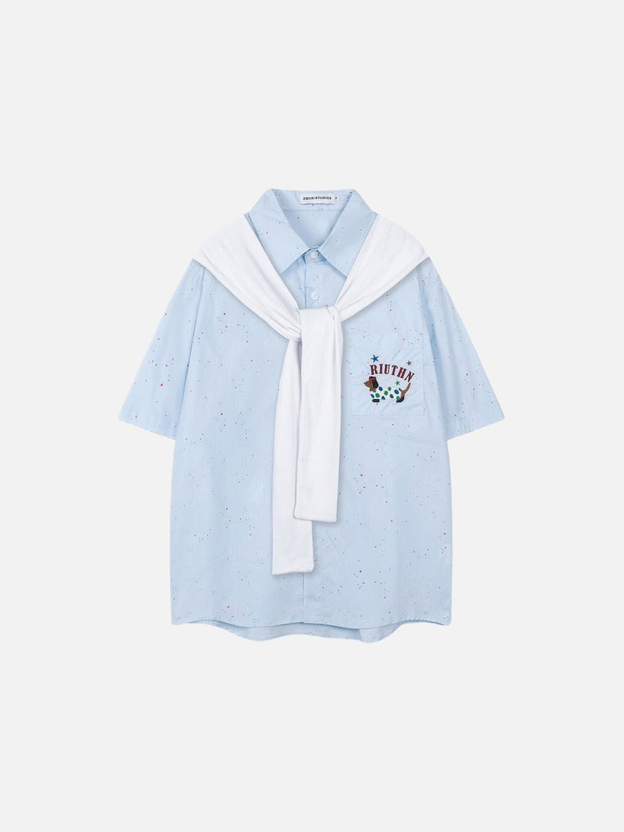 Camisa abotonada con salpicaduras de color