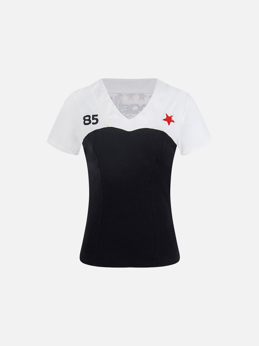 Camiseta de mujer con bloques de color en contraste