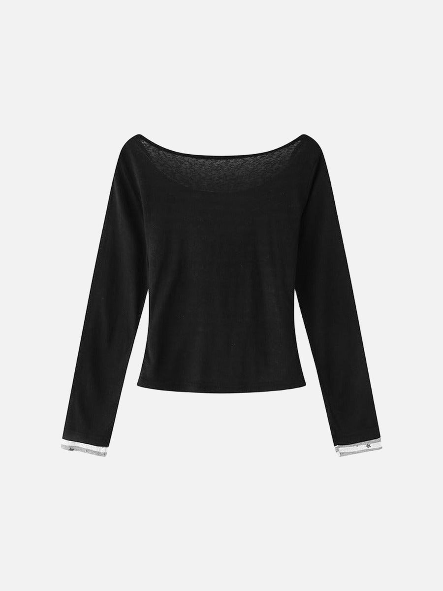 Top de manga larga con cuello desbocado y capas