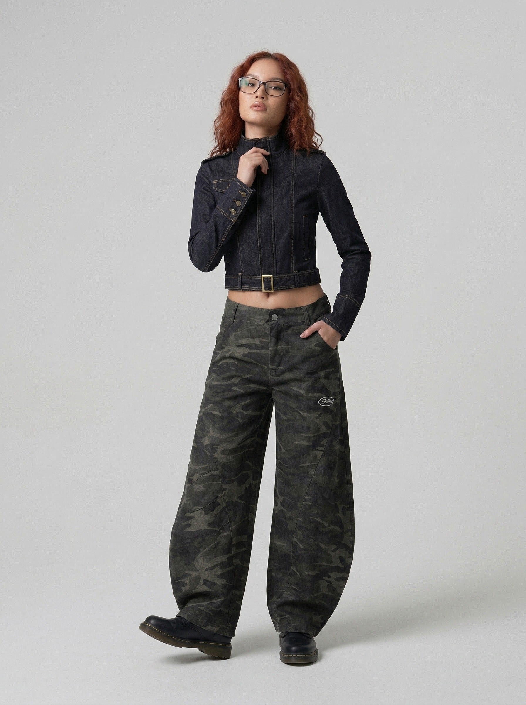 Chaqueta vaquera militar corta