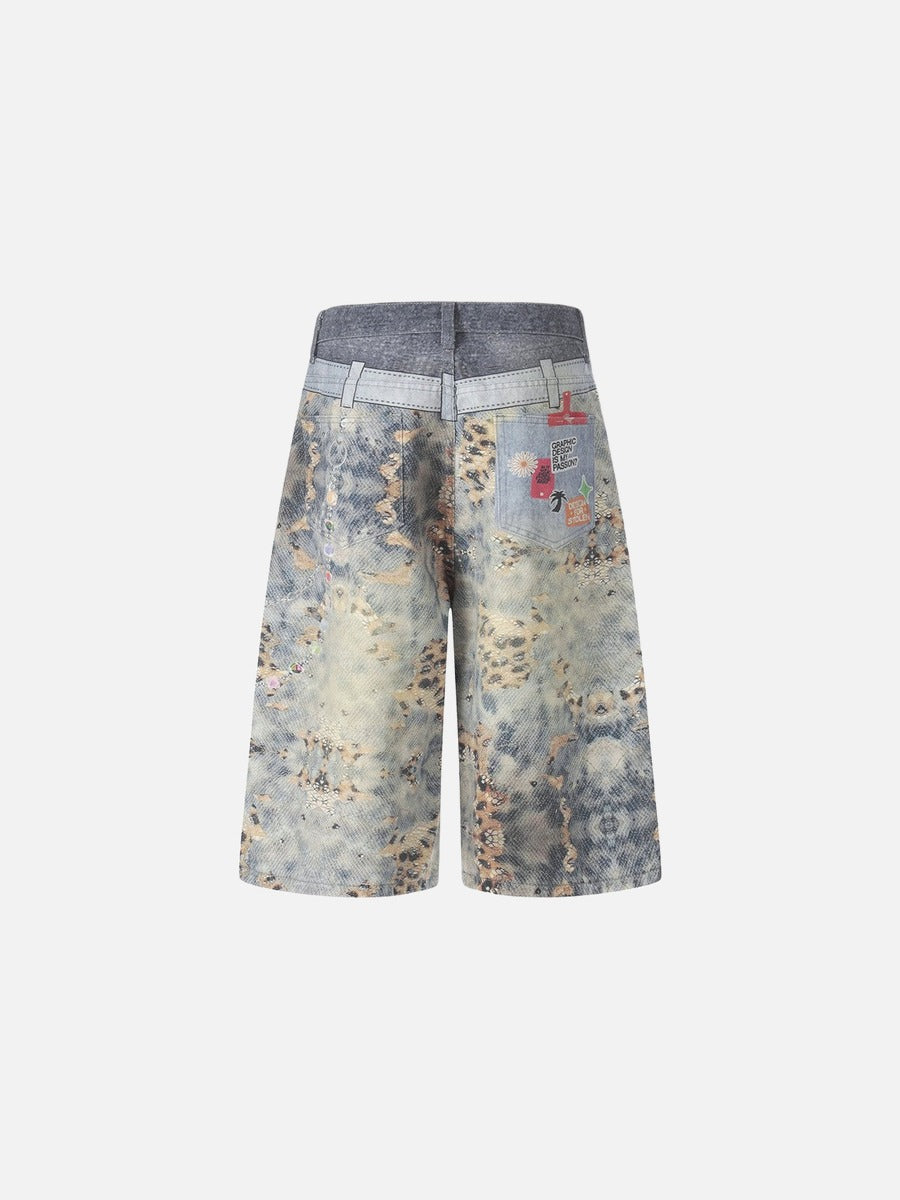 Cropped Wide-Leg Digital Print Pants