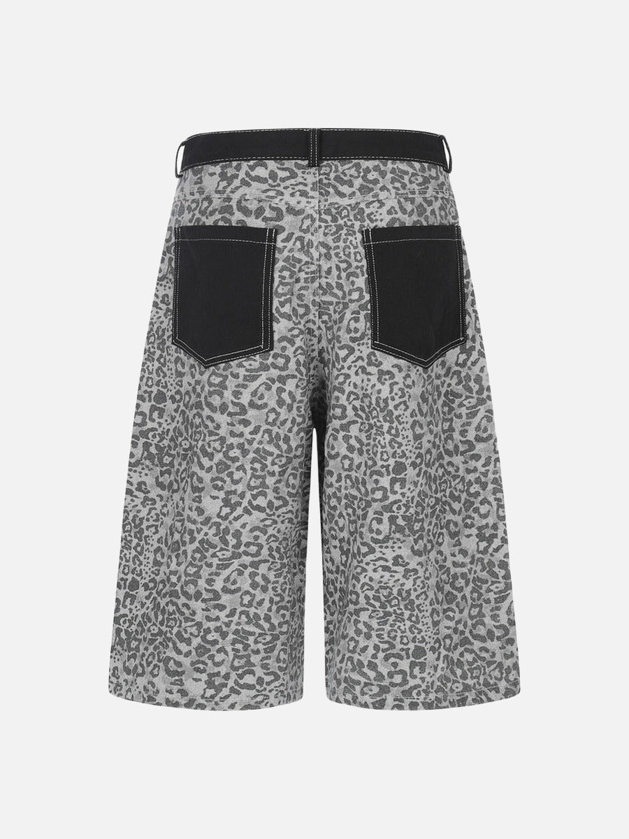 Cropped Wide-Leg Leopard Print Pants