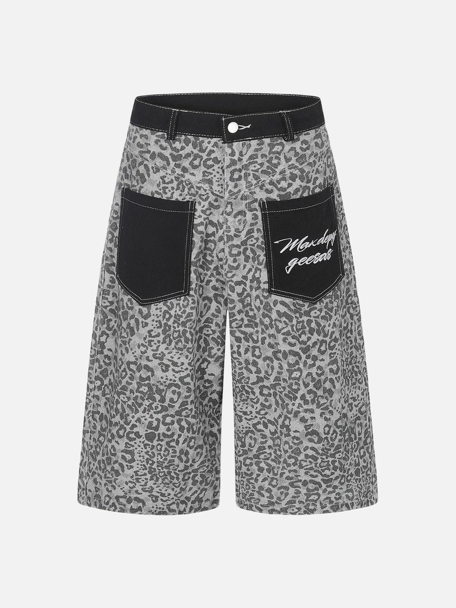 Cropped Wide-Leg Leopard Print Pants