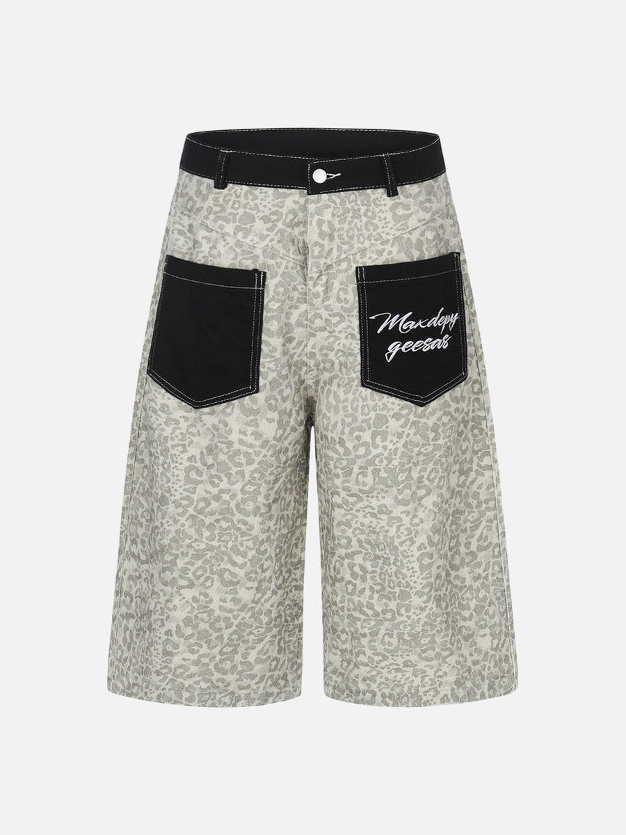 Cropped Wide-Leg Leopard Print Pants