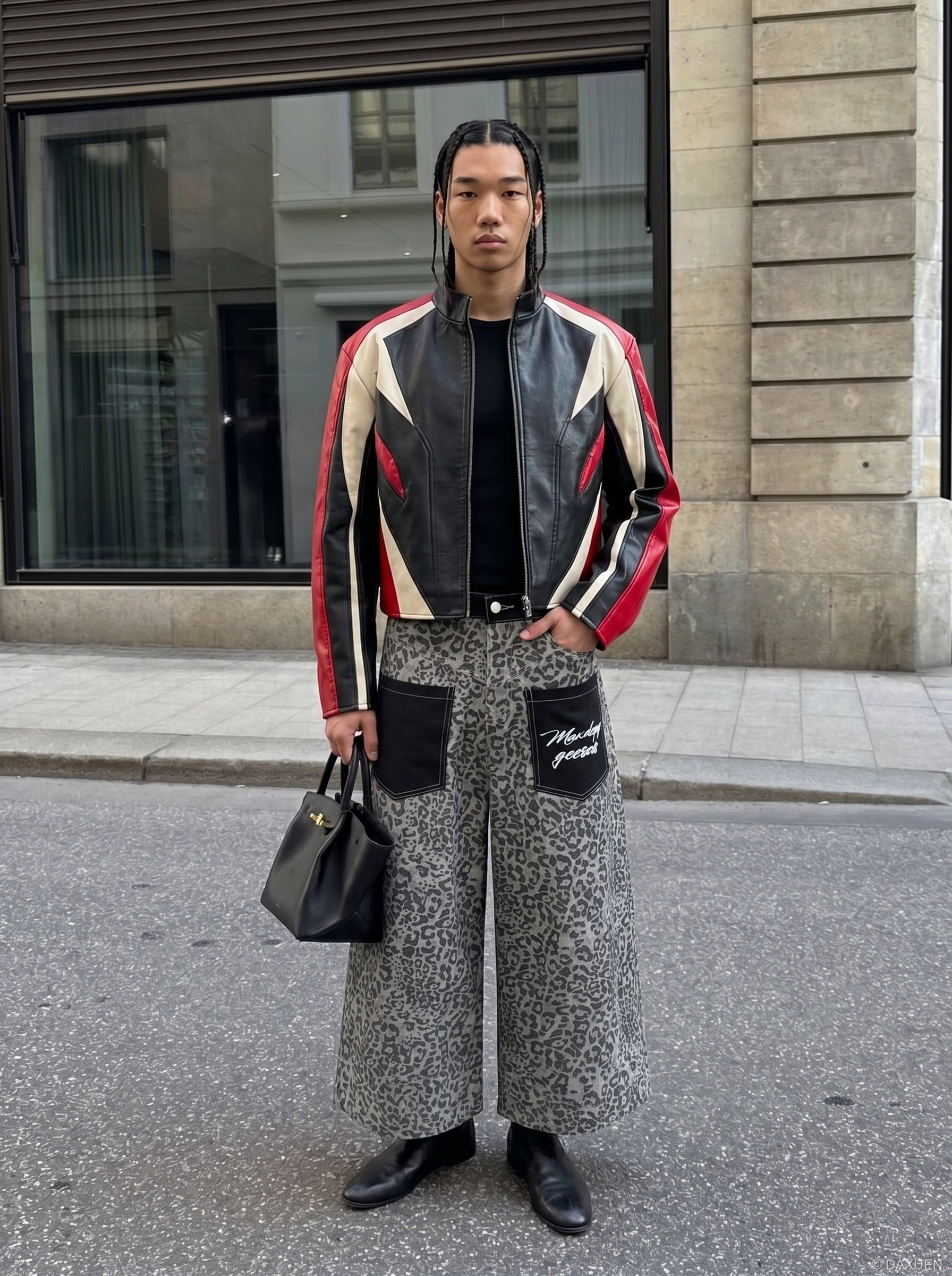 Cropped Wide-Leg Leopard Print Pants