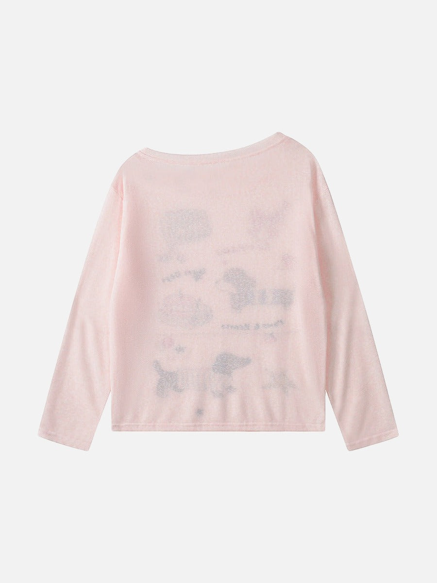Camiseta de manga larga con gráfico de perro salchicha