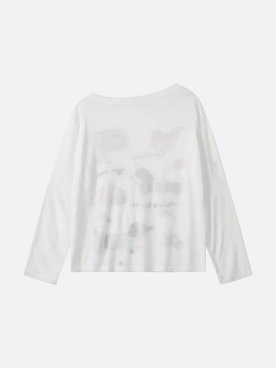 Camiseta de manga larga con gráfico de perro salchicha