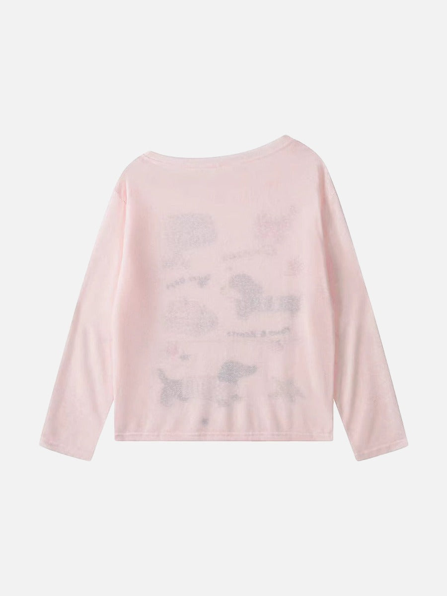 Camiseta de manga larga con gráfico de perro salchicha