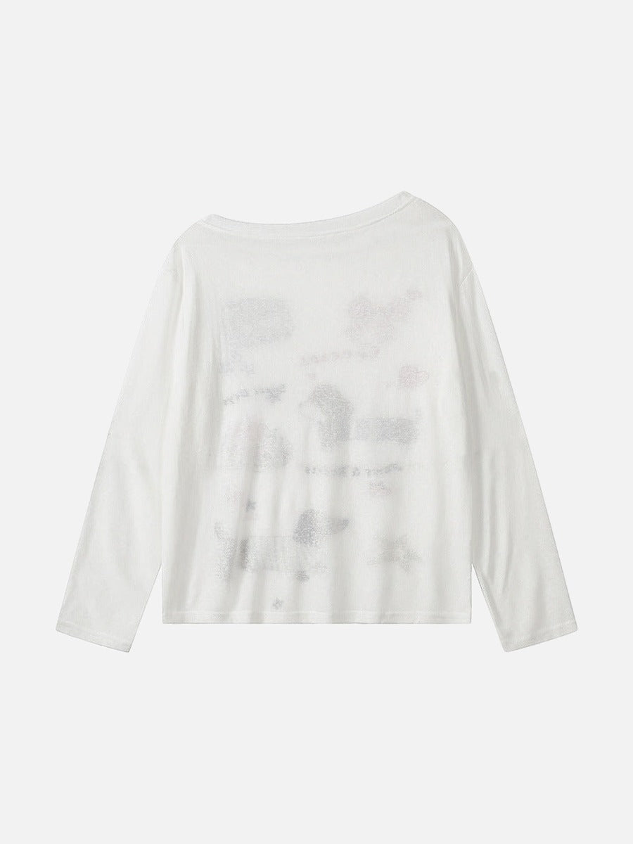 Camiseta de manga larga con gráfico de perro salchicha