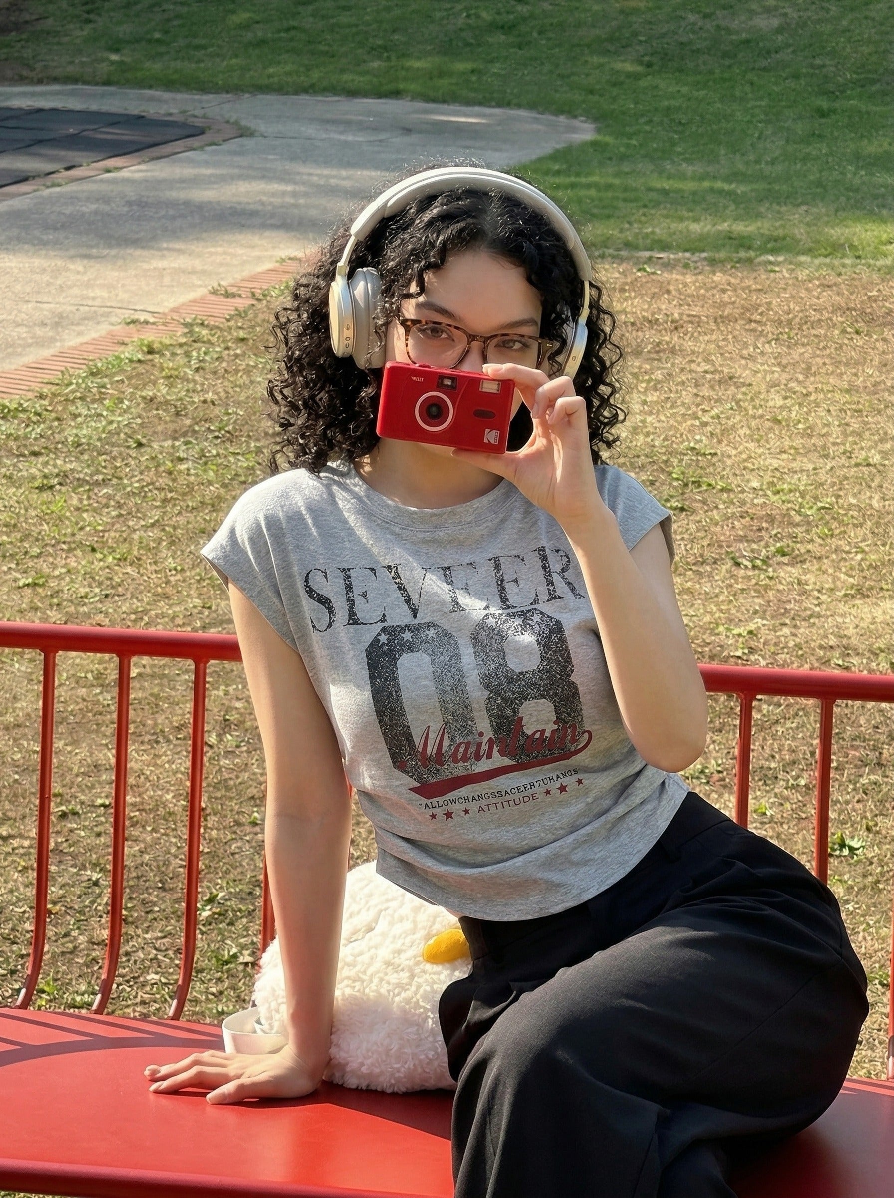 Camiseta Fruncida Estampado Desgastado