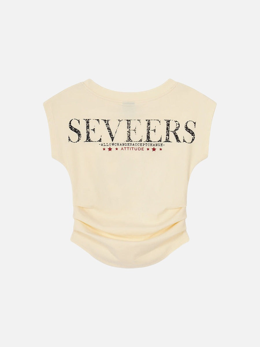Camiseta Fruncida Estampado Desgastado