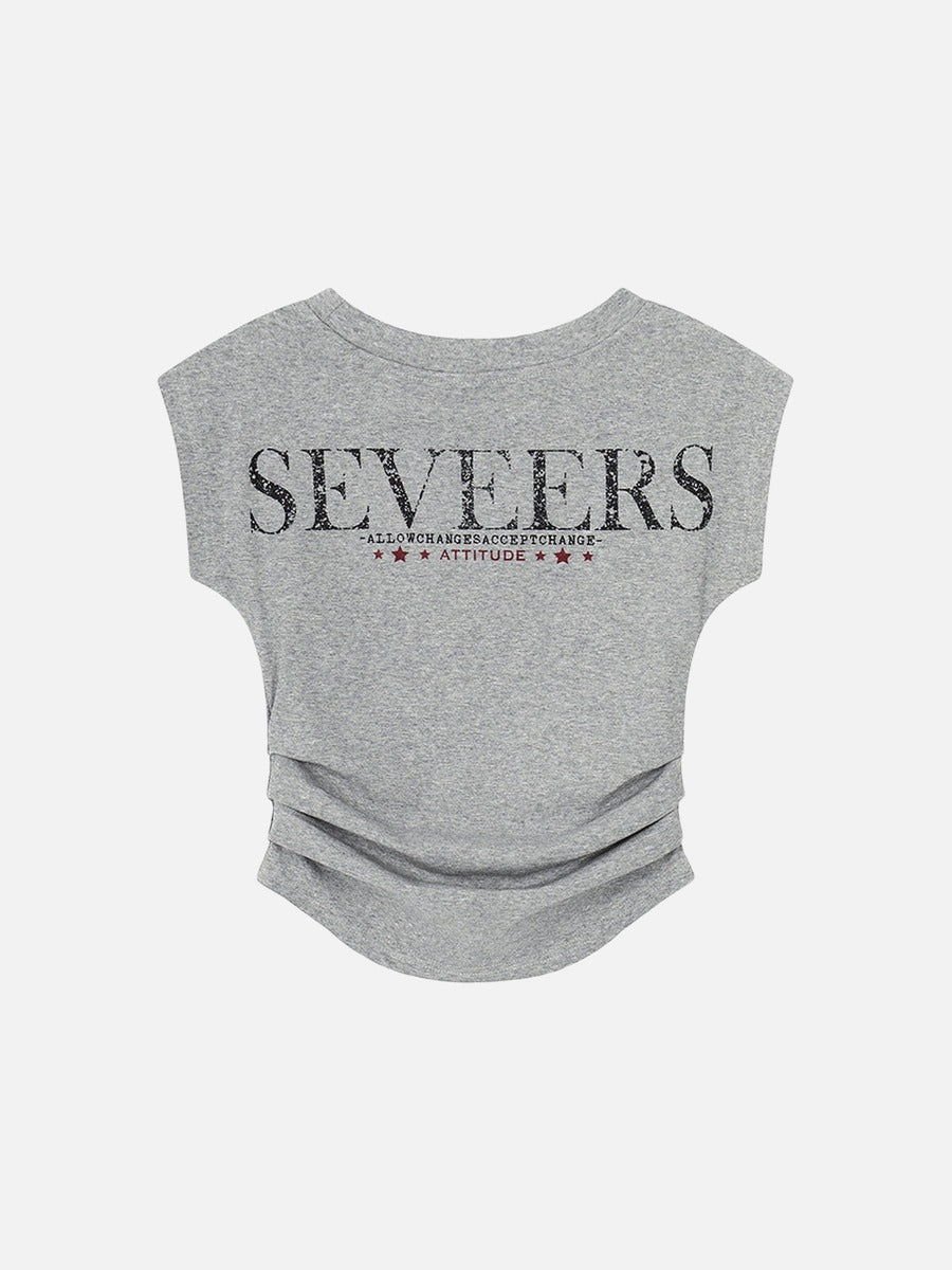 Camiseta Fruncida Estampado Desgastado