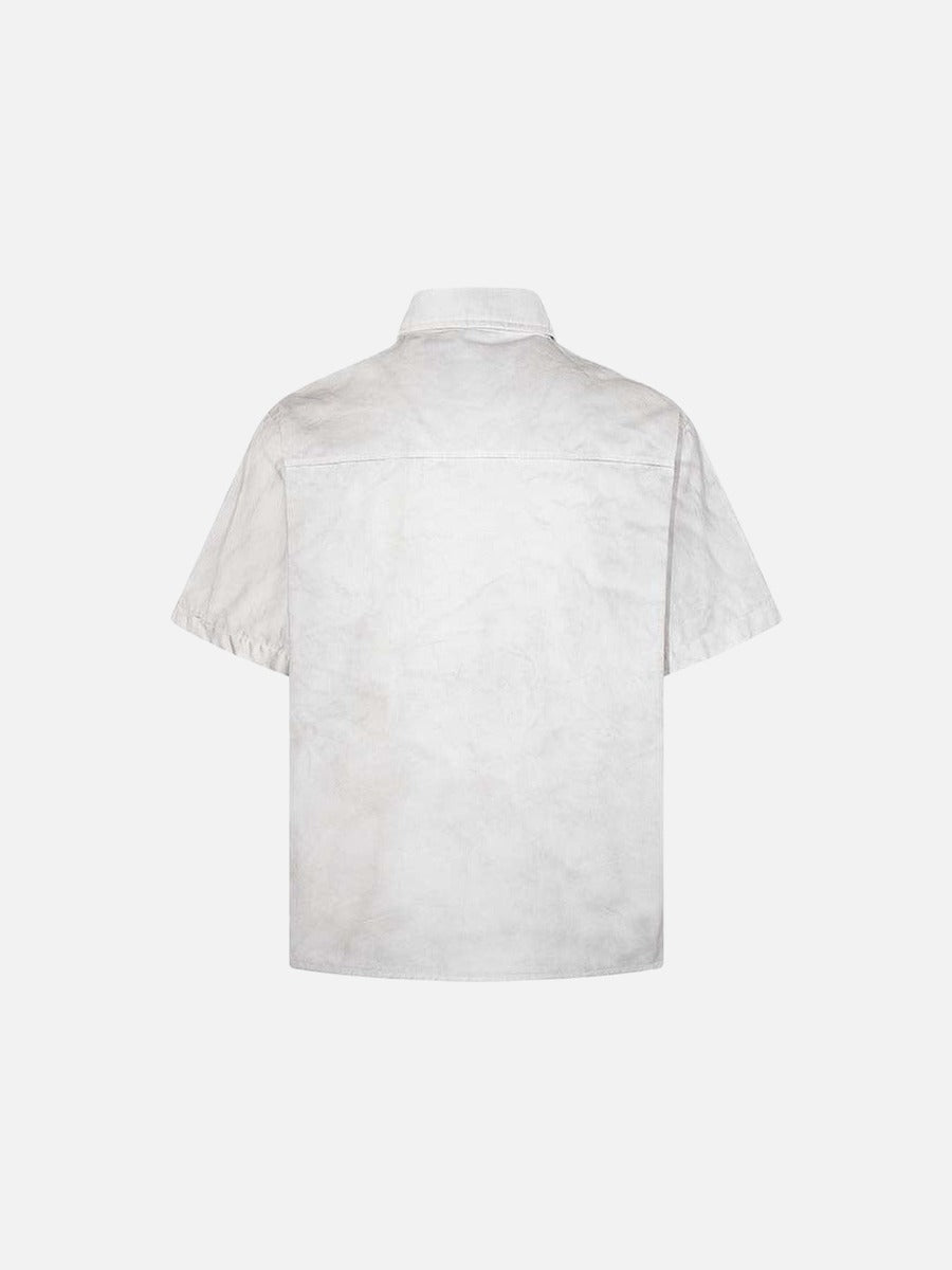 Camisa abotonada con estampado gráfico de estilo grunge desgastado
