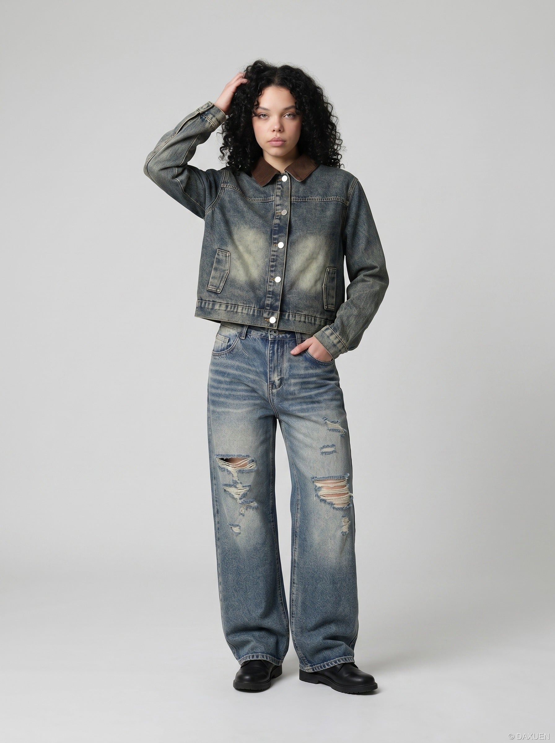 Vaqueros anchos desgastados - Casual