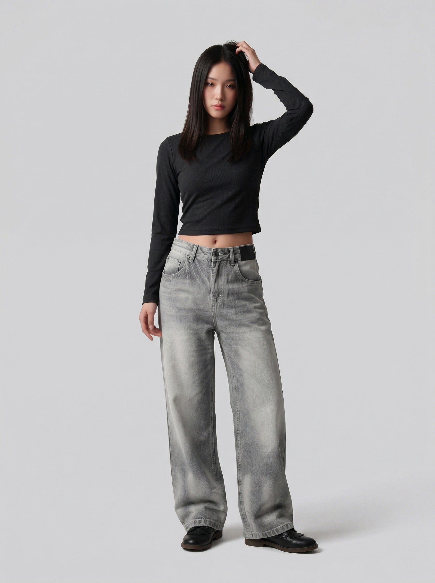Distressed Wide-Leg Jeans - Denim