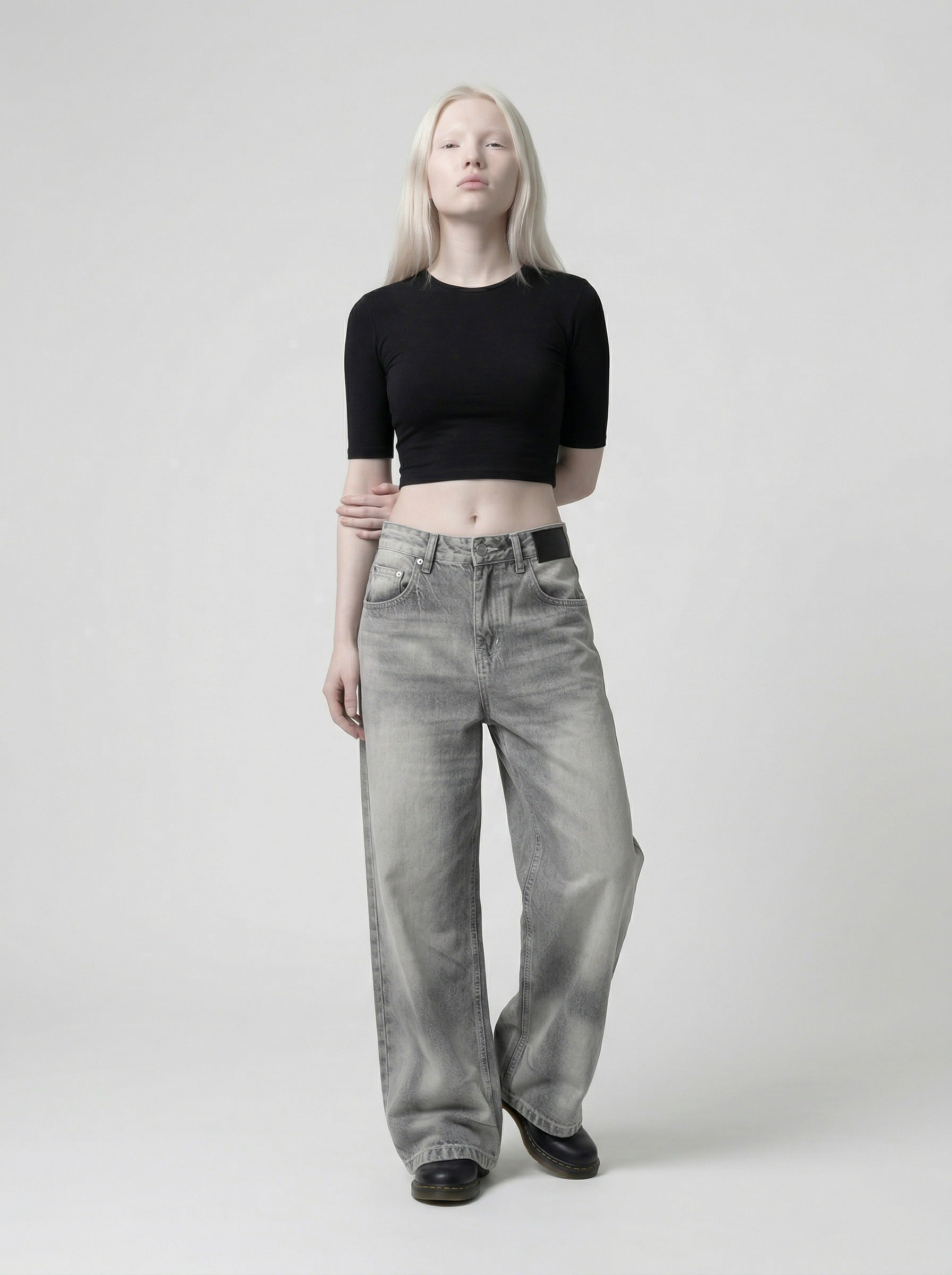 Distressed Wide-Leg Jeans - Denim
