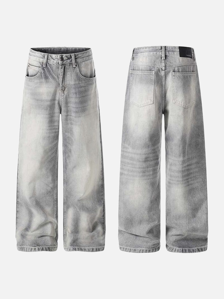 Distressed Wide-Leg Jeans - Denim
