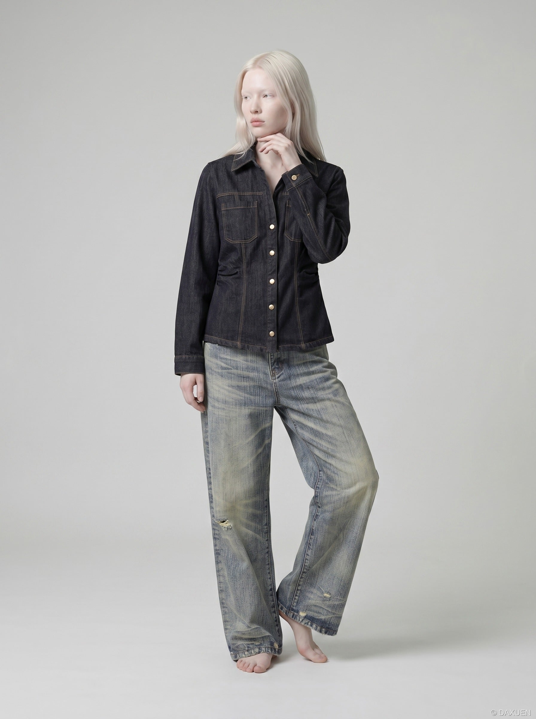 Jeans anchos desgastados - Jeans de mezclilla