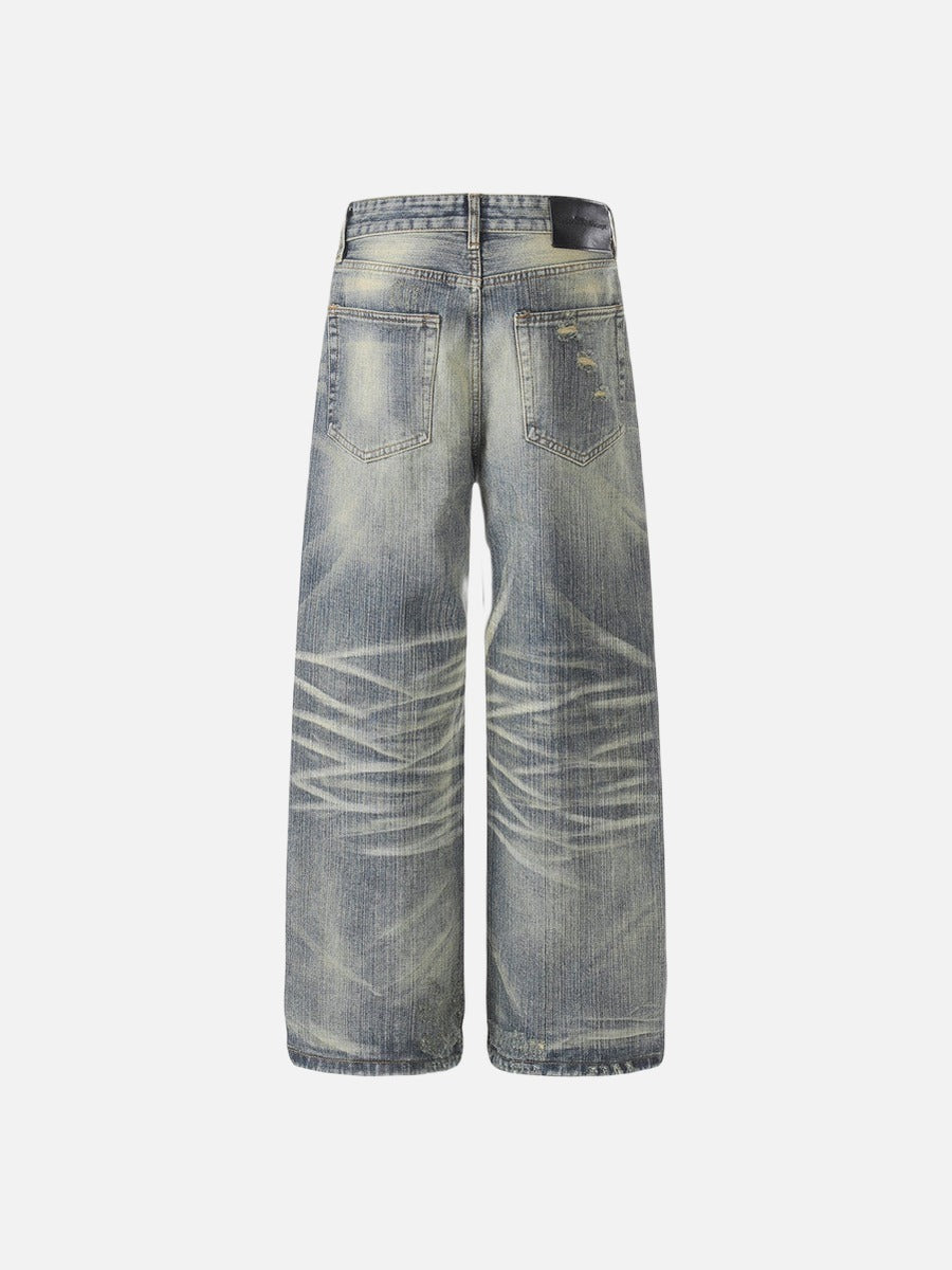 Jeans anchos desgastados - Jeans de mezclilla