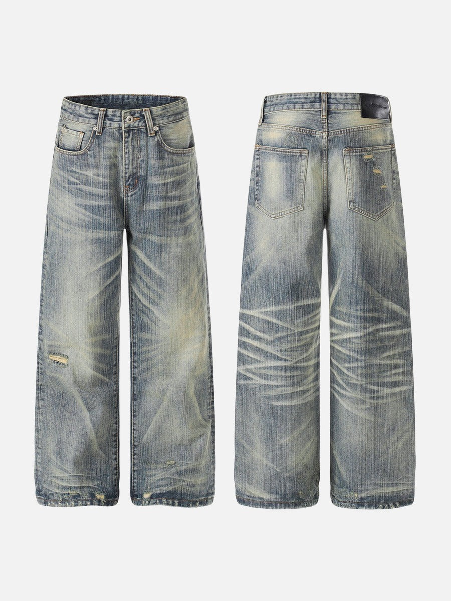 Jeans anchos desgastados - Jeans de mezclilla