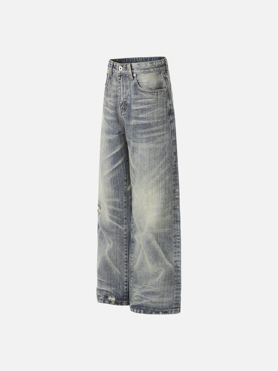 Jeans anchos desgastados - Jeans de mezclilla