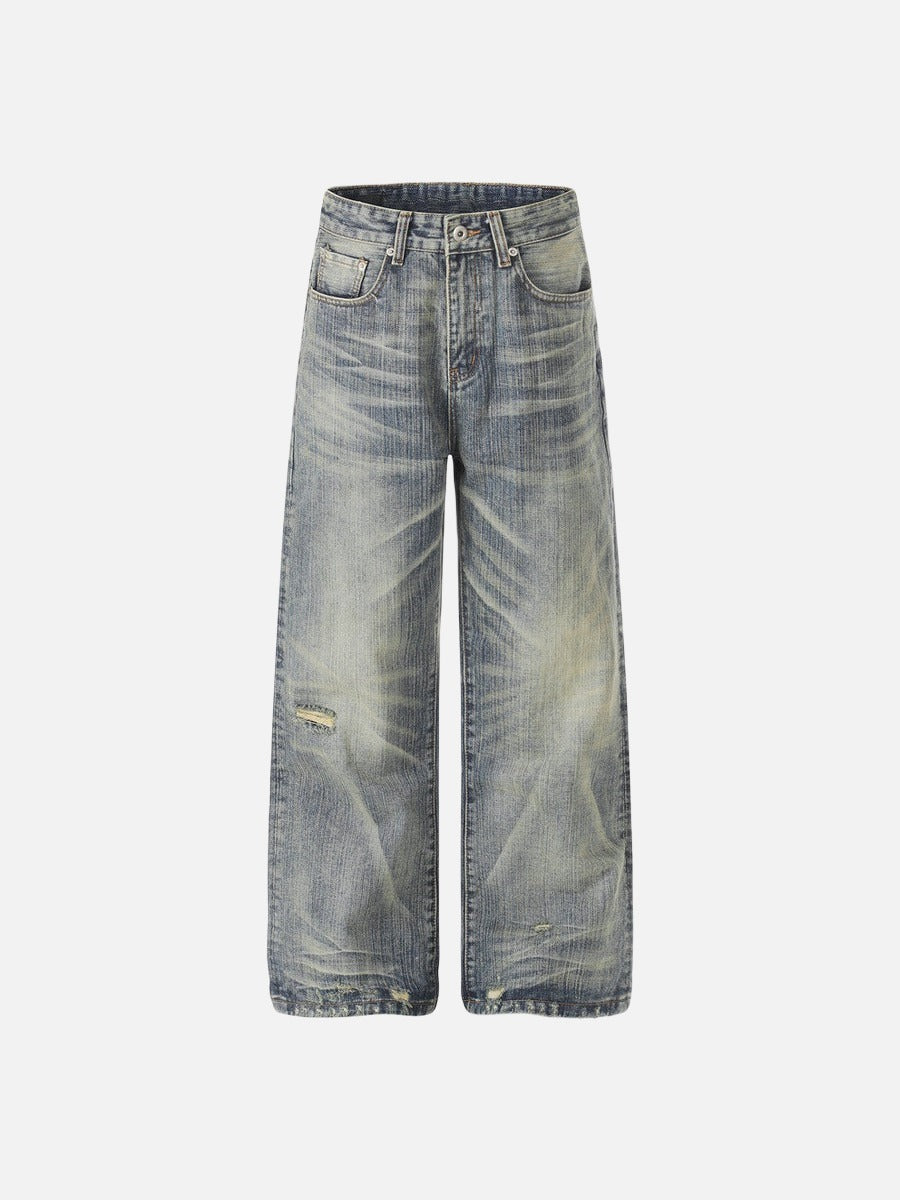 Jeans anchos desgastados - Jeans de mezclilla