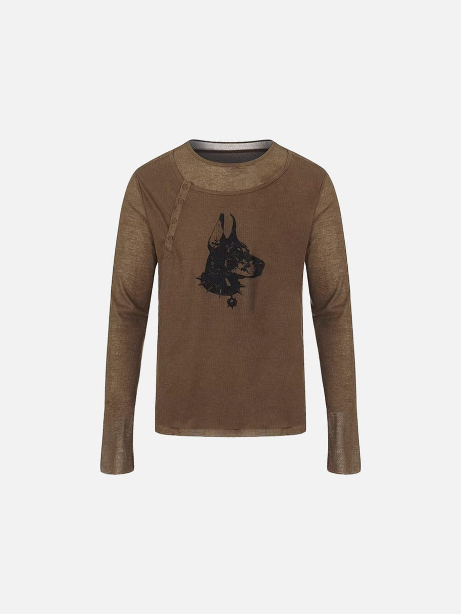 Camiseta Doberman de manga larga con gráfico