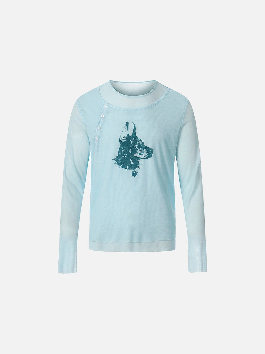 Camiseta Doberman de manga larga con gráfico