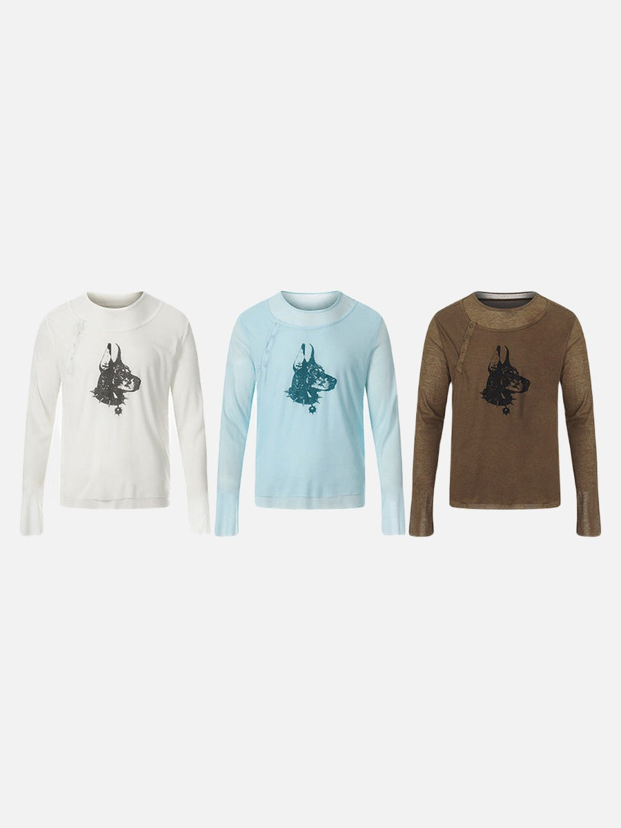 Camiseta Doberman de manga larga con gráfico