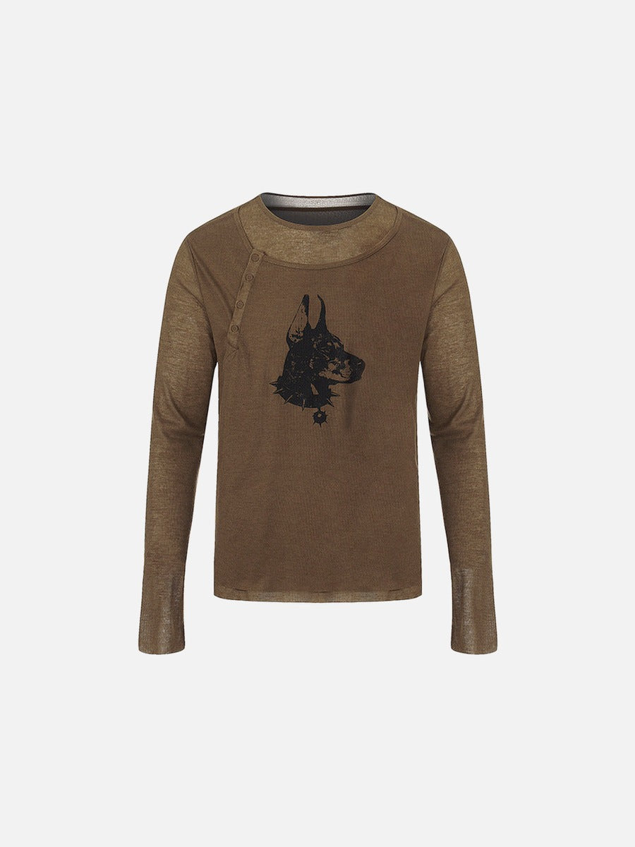 Camiseta Doberman de manga larga con gráfico
