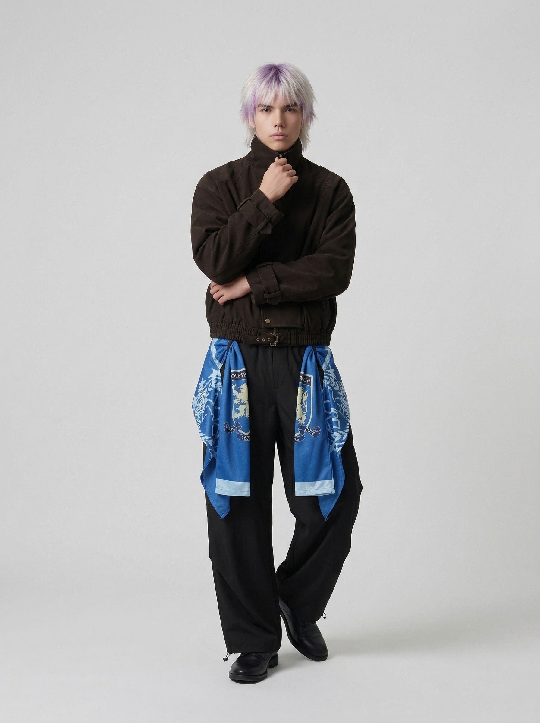 Draped Cargo Pants with Graphic Overlays