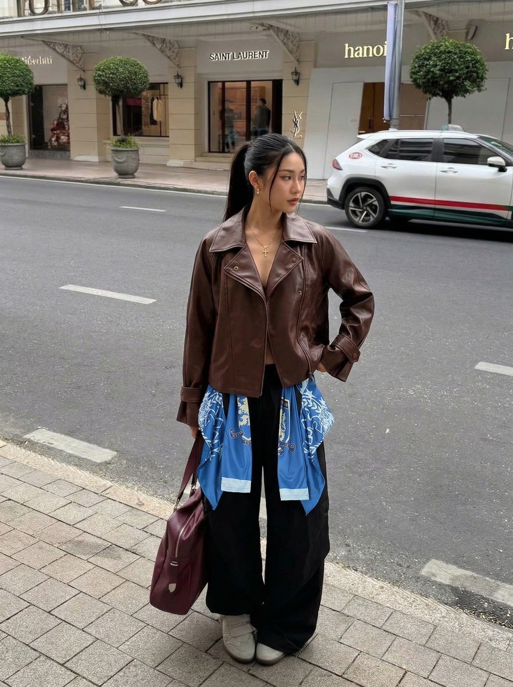 Draped Cargo Pants with Graphic Overlays